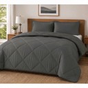 Grey Queen 3-Piece Reversible Comforter Bedding Set with 2 Pillowcases, Lightweight Microfiber Construction, Soft Quilted Design for Year-Round Use, Available in Full/Queen & King/California King