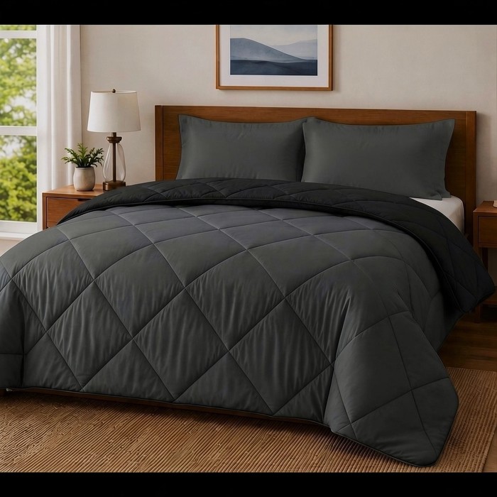 3-Piece Reversible Comforter Bedding Set with 2 Pillowcases, Lightweight Microfiber Construction, Soft Quilted Design for Year-Round Use, Available in Full/Queen & King/California King