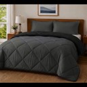 Grey/Black Queen 3-Piece Reversible Comforter Bedding Set with 2 Pillowcases, Lightweight Microfiber Construction, Soft Quilted Design for Year-Round Use, Available in Full/Queen & King/California King