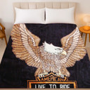  Motorcycle Eagle Blanket - Plush Queen Size Throw