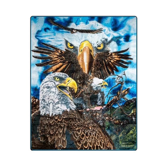 Bald Eagle Queen Plush Blanket ? Super Soft ? Hidden 13 Eagles Pattern
