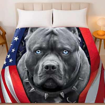 Patriotic Pitbull Blanket ? Plush Queen Size ? Ultra Soft & Cozy Throw