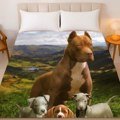 Pitbull Family Plush Blanket ? Queen Size, Super Soft & Cozy