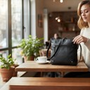 Black Unisex Leather Cross Body Messenger Bag