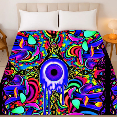 Trippy Eye Plush Blanket ? Queen Size Throw ? Extremely Soft & Vibrant Design