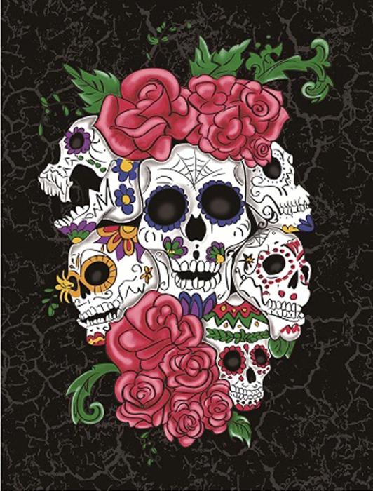 Cozy Queen Size Sugar Skull Blanket ? Plush Six Skulls Design