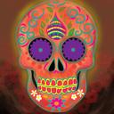Queen Sugar Skull Queen Size Blanket ? Extra Soft Plush - Orange