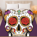  Purple Sugar Skull Queen Size Blanket ? Extra Soft & Plush