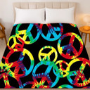  Tie Dye Hippie Peace Blanket ? Ultra Soft Queen Size Plush Throw