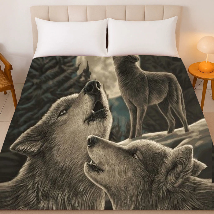Cozy Queen Size Wolf Blanket - Plush & Extremely Soft, Wolf Song Edition