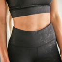  Dark Marble Foil Print Sports Bra and Legging Set