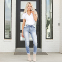  High Rise Cuffed Slim Straight