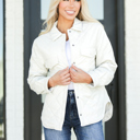  Faux Leather Quilted Shacket