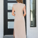  Shoulder Pad Midi Dress