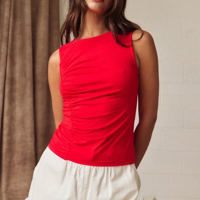 Ember Ruched Side Sleeveless Knit Top