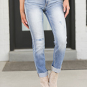 Size 0 High Rise Cuffed Slim Straight