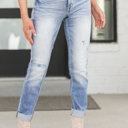 Size 0 High Rise Cuffed Slim Straight