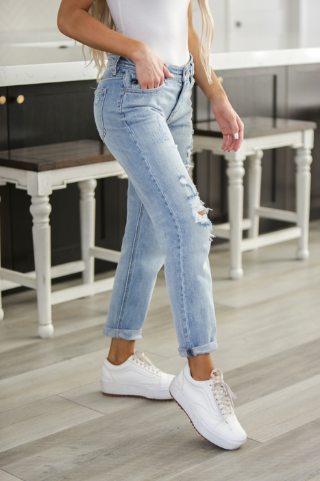 Mid Rise Boyfriend Jeans