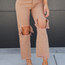Size 7 Beige Denver Straight Leg Jeans