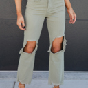 Size 7 Olive Denver Straight Leg Jeans
