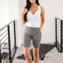 Small Charcoal Ribbed High Waist Biker Shorts