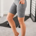 Small Charcoal Ribbed High Waist Biker Shorts