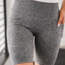 Small Charcoal Ribbed High Waist Biker Shorts