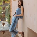XL Blue Annie Two Toned Barrel Jeans