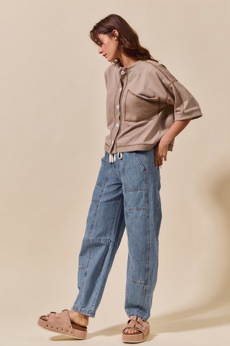Macey Mid Rise Barrel Pants