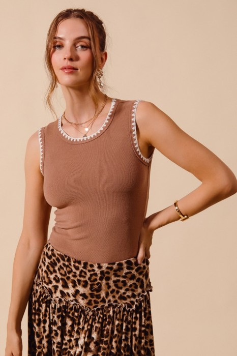 Lexi Embroidery Ribbed Tank