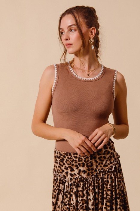 Lexi Embroidery Ribbed Tank