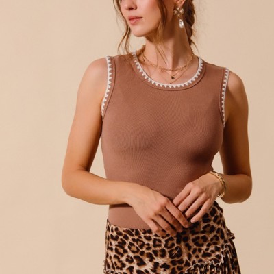 Lexi Embroidery Ribbed Tank