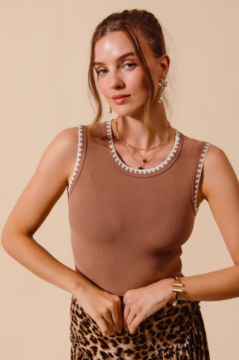 Lexi Embroidery Ribbed Tank