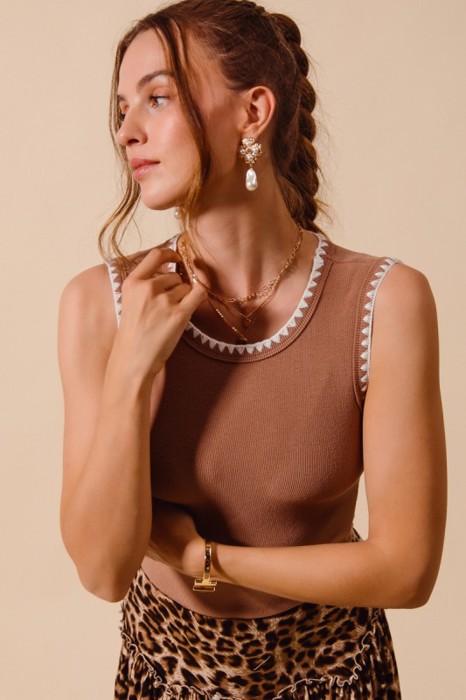 Lexi Embroidery Ribbed Tank