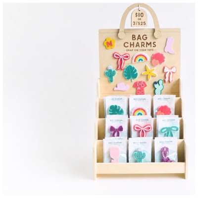 Snap-In Bag Charms for Perforated Totes | Shapes, Bows, Coastal Designs & Personalized Initials
