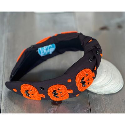 Jack Jack O' Lantern Pumpkin Top Knot Beaded Handmade Headband