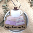  Birch and Acrylic Coffee Books and Me Custom Personalized Ornament or Car Charm