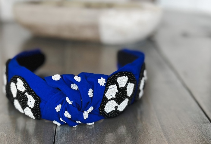 Soccer Seed Beaded Team Spirit Top Knot Headband