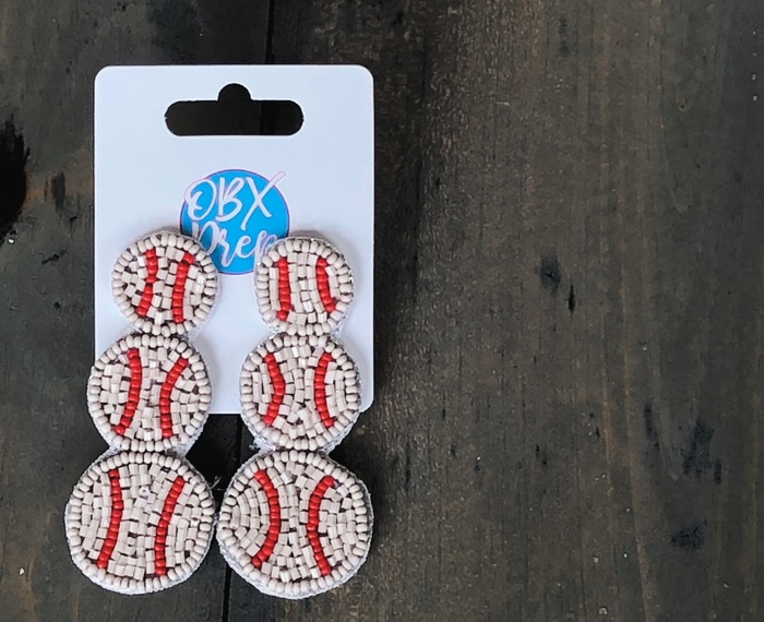 Handmade Seed Bead Baseball & Softball Dangle Earrings ⚾🥎 