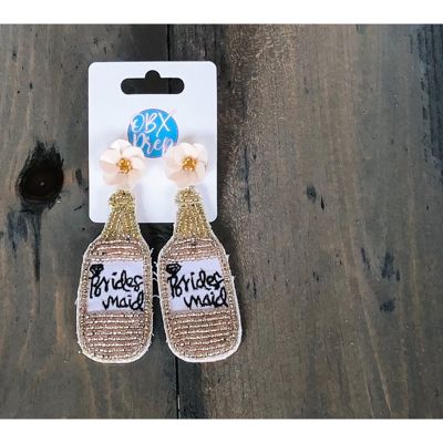 Bridesmaid Champagne Bottle Sequin and Beaded Dangle Earrings- the Perfect Bridesmaid Gift