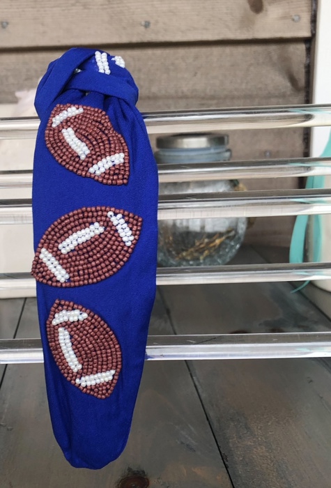 Football Seed Beaded Top Knot Headband