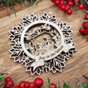 Nativity- Design 5 Handcrafted Winter Wonderland Ornaments | Layered Baltic Birch & Pattern Ply Snowflakes | Christmas Tree Décor with Santa, Snowman, Nativity & More