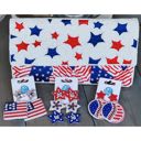  Handmade Patriotic Red White and Blue Triple Stars Earrings