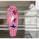  Independence Day Top Knot Headband – Red & White Stripe with Beaded Stars  Memorial Day
