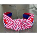  Independence Day Top Knot Headband – Red & White Stripe with Beaded Stars  Memorial Day