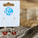  Red Cubic Zirconia Bow Drop Earrings 