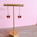  Red Cubic Zirconia Bow Drop Earrings 