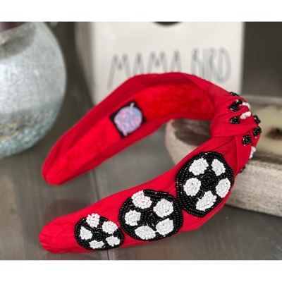 Soccer Seed Beaded Team Spirit Top Knot Headband