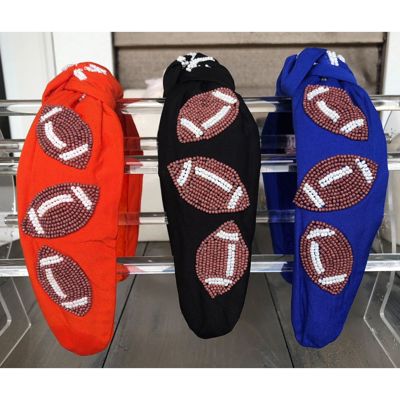 Football Seed Beaded Top Knot Headband