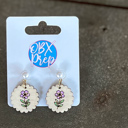  Petite Scallop Wood Earrings with Pearl Stud | Hand Painted Floral Earrings